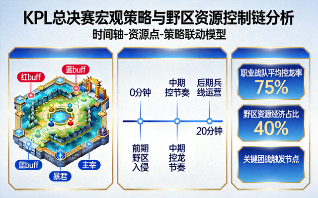 KPL 总决赛宏观策略与野区资源控制链分析示意图